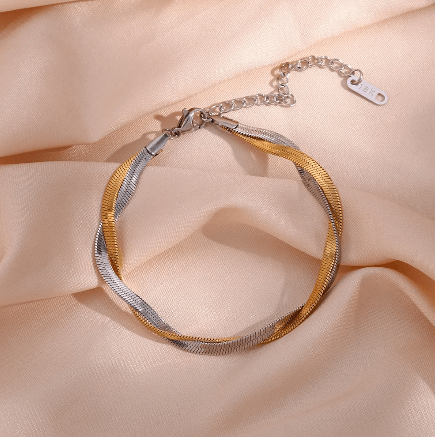Double Snake Chain Bracelet (Silver & Gold)