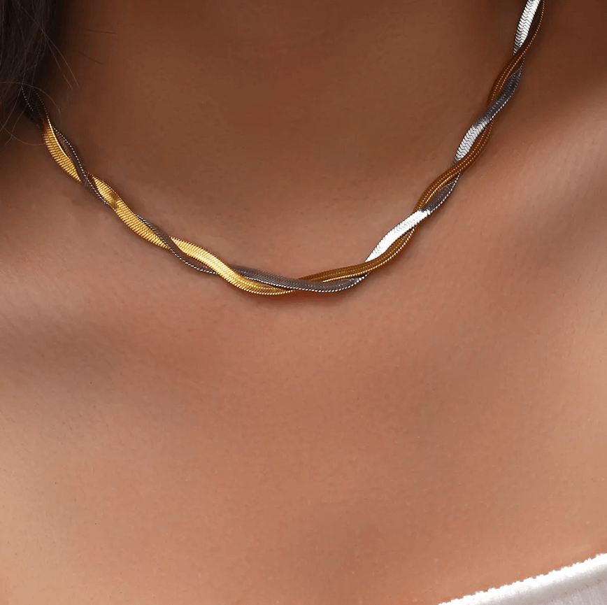 Double Snake Chain Necklace (Silver & Gold)