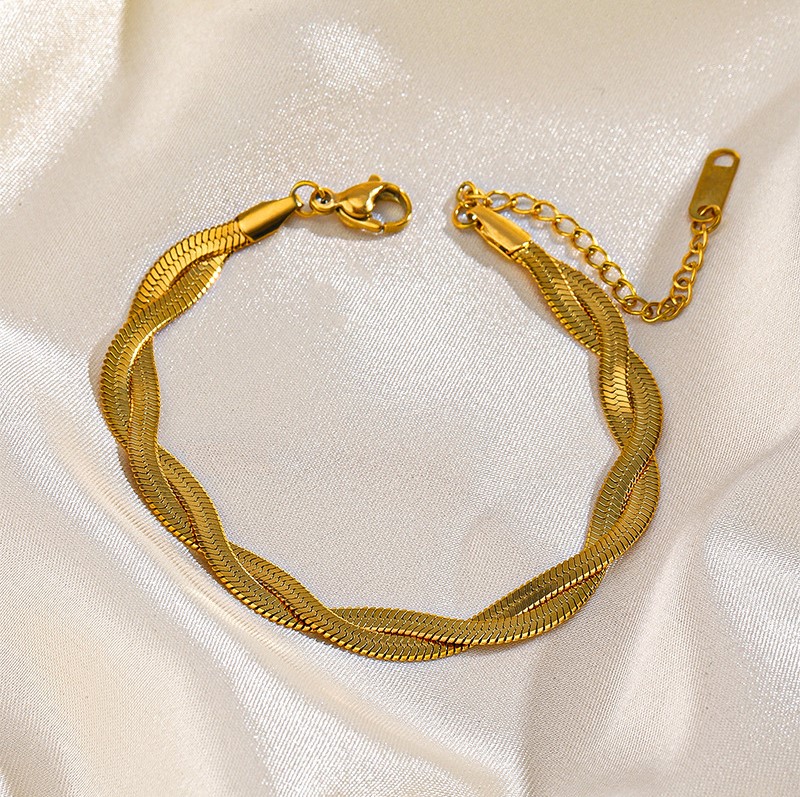 Double Snake Chain Bracelet (Gold)